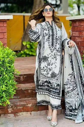 White satin embroidered palazzo set
