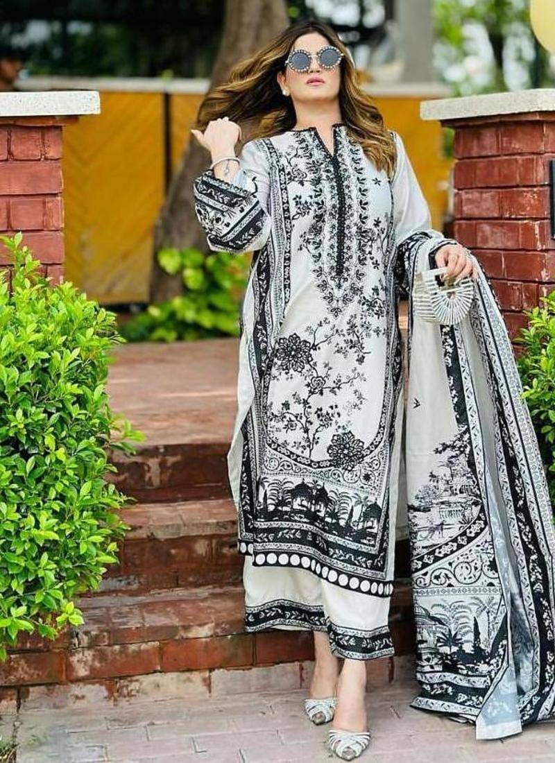 White satin embroidered palazzo set