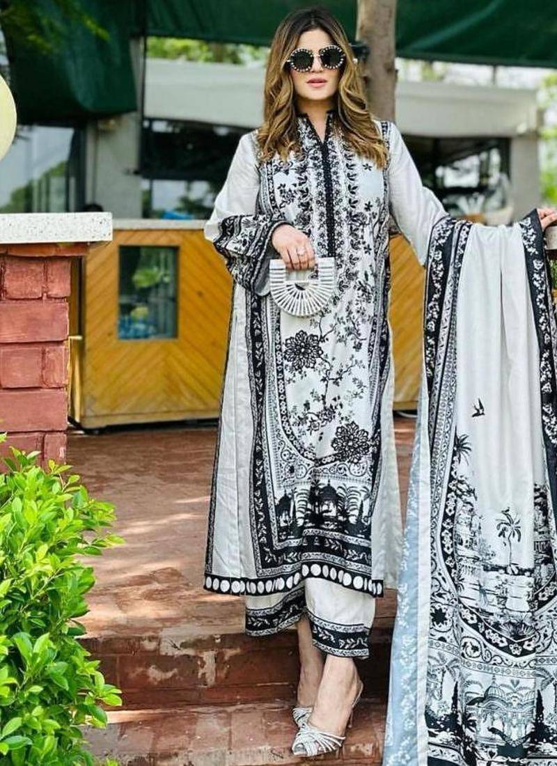 White satin embroidered palazzo set