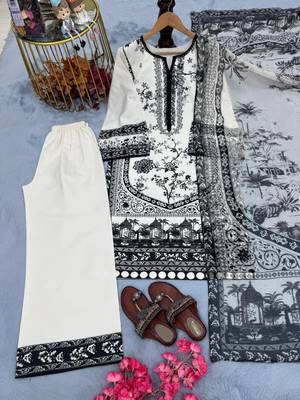 White satin embroidered palazzo set 4