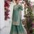 Teal silk blend embroidered sharara set