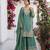 Teal silk blend embroidered sharara set