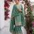 Teal silk blend embroidered sharara set