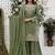 Green silk blend embroidered sharara set