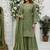 Green silk blend embroidered sharara set