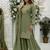 Green silk blend embroidered sharara set