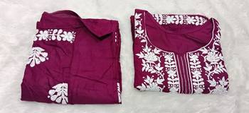 Wine rayon embroidered kurta set 1