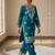 Teal rayon embroidered kurta set