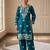 Teal rayon embroidered kurta set