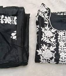 Black rayon embroidered kurta set