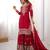 Red faux georgette embroidered sharara set