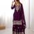 Wine faux georgette embroidered sharara set