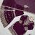 Wine faux georgette embroidered sharara set