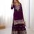 Wine faux georgette embroidered sharara set