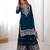 Teal faux georgette embroidered sharara set