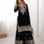 Black faux georgette embroidered sharara set