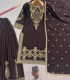 Black crepe embroidered sharara set