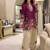 Purple crepe embroidered kurta set