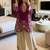 Purple crepe embroidered kurta set