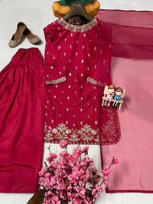 Red crepe embroidered sharara set 2