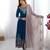Teal georgette embroidered flared gown set