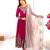 Pink georgette embroidered flared gown set