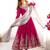 Pink georgette embroidered flared gown set