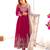 Pink georgette embroidered flared gown set