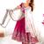 Pink georgette embroidered flared gown set