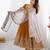 Mustard georgette embroidered flared gown set