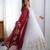 White georgette embroidered flared gown set