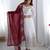 White georgette embroidered flared gown set