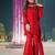 Red silk blend embroidered palazzo set