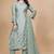 Green silk blend embroidered kurta set