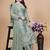 Green silk blend embroidered kurta set