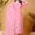 Pink silk blend embroidered kurta set