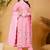 Pink silk blend embroidered kurta set