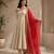 Beige silk blend lace flared gown set