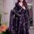 Purple cotton silk printed anarkali set
