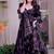 Purple cotton silk printed anarkali set