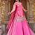 Pink silk blend embroidered kurti lehenga set