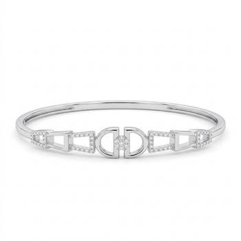 925 Sterling Silver Designer CZ Bangle Bracelet for Women | Cubic Zirconia Geometric Openwork Jewelry 1