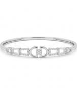 925 Sterling Silver Designer CZ Bangle Bracelet for Women | Cubic Zirconia Geometric Openwork Jewelry