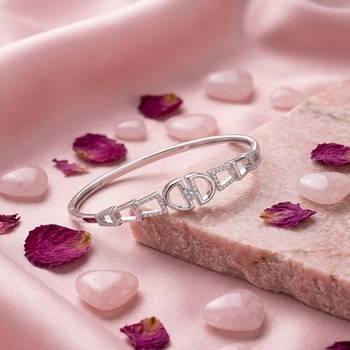 925 Sterling Silver Designer CZ Bangle Bracelet for Women | Cubic Zirconia Geometric Openwork Jewelry 3