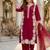 Red silk blend embroidered palazzo set