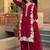 Red silk blend embroidered palazzo set