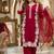 Red silk blend embroidered palazzo set