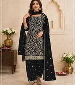 Black faux georgette embroidered farshi salwar set