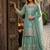 Teal green organza embroidered sharara set