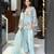 Blue silk blend embroidered salwar kameez